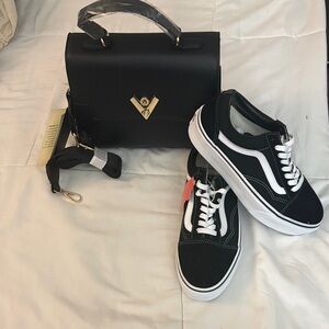 Bundle Black Handbag with Gold Accents/ shoes  8